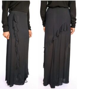 NWT Reformation Black Ruffle Semi-sheer Maxi Skirt Size Medium